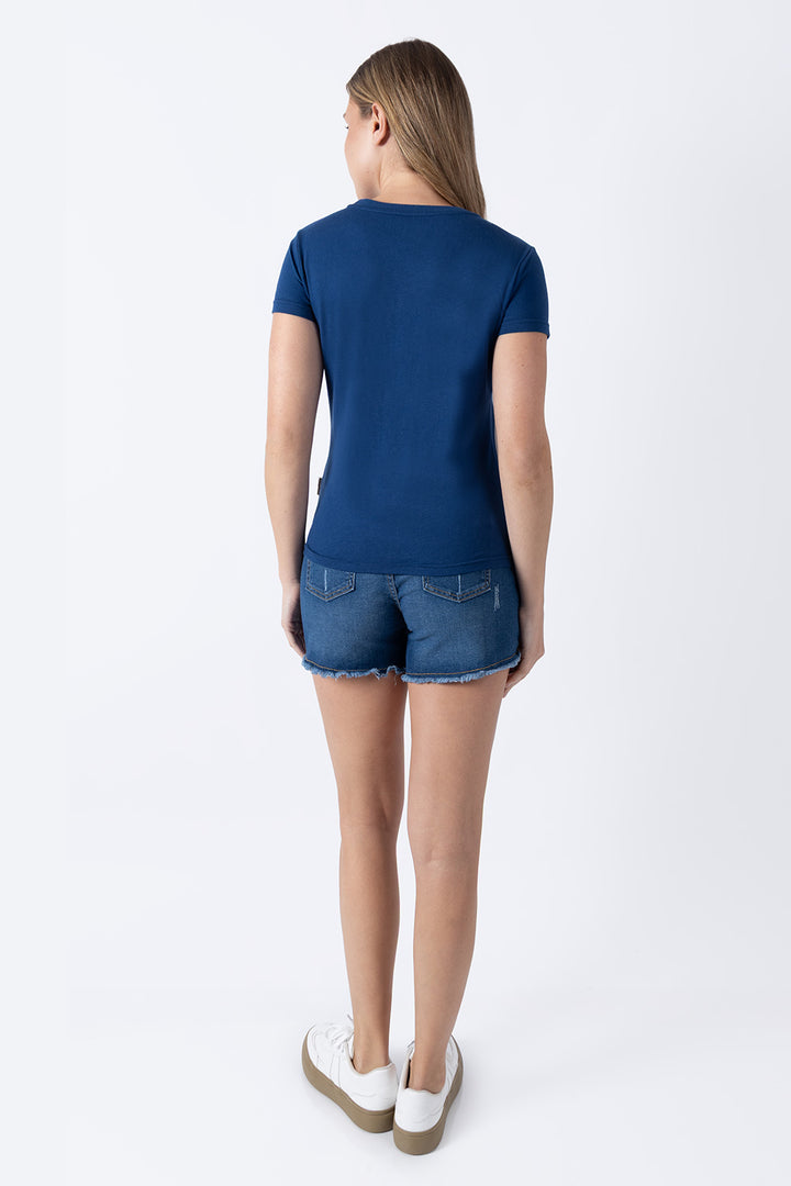 Playera básica azul oscuro cuello redondo - Hang Ten