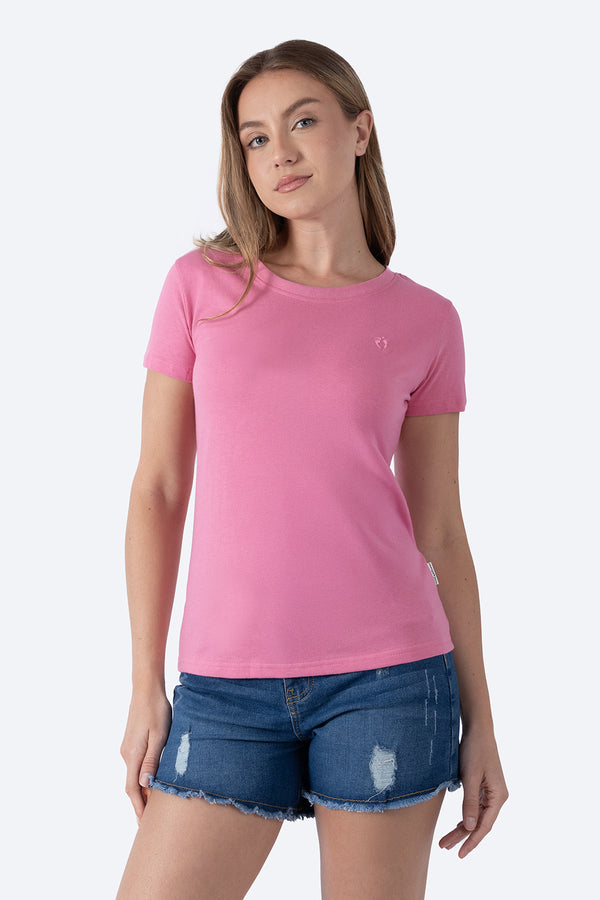 Playera básica rosa medio cuello redondo - Hang Ten