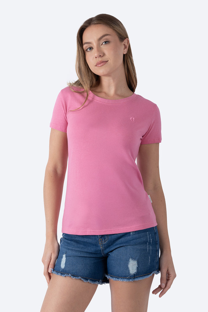 Playera básica rosa medio cuello redondo - Hang Ten