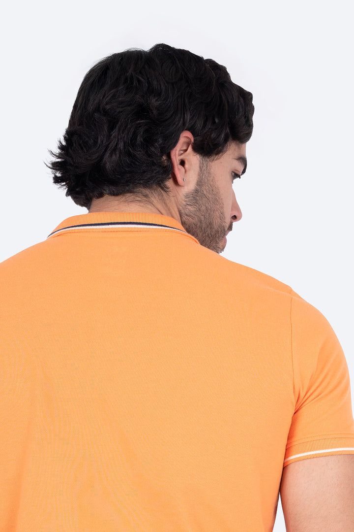 Polo piqué filos naranja hombre - Hang Ten