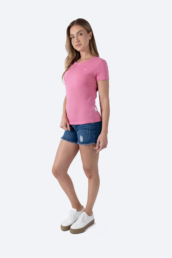 Playera básica rosa medio cuello redondo - Hang Ten