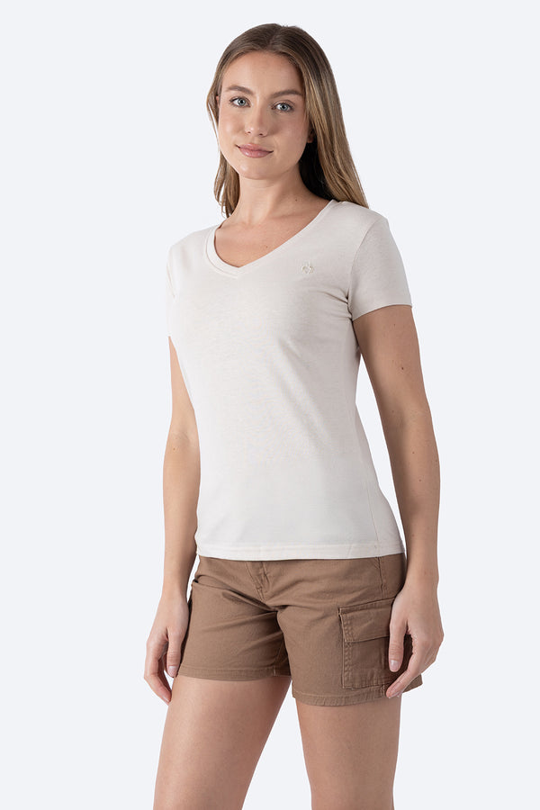 Playera básica beige cuello V - Hang Ten