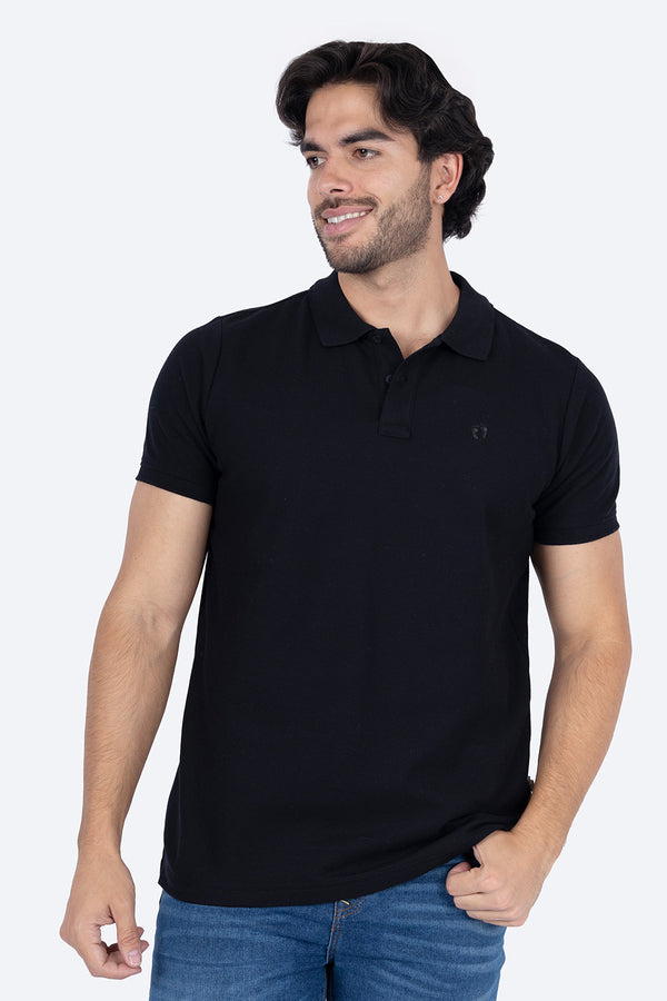 Polo piqué negra hombre - Hang Ten