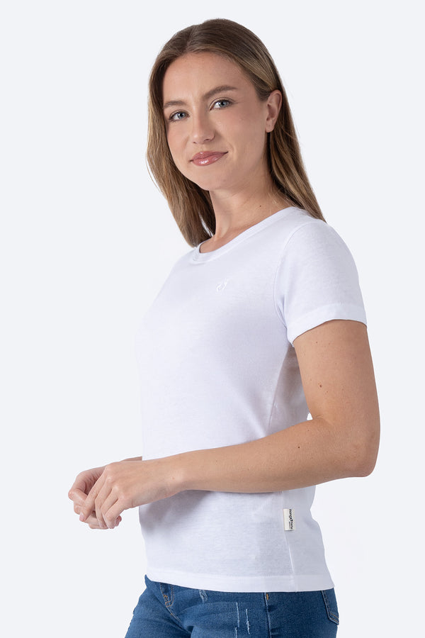 Playera básica blanca cuello redondo - Hang Ten