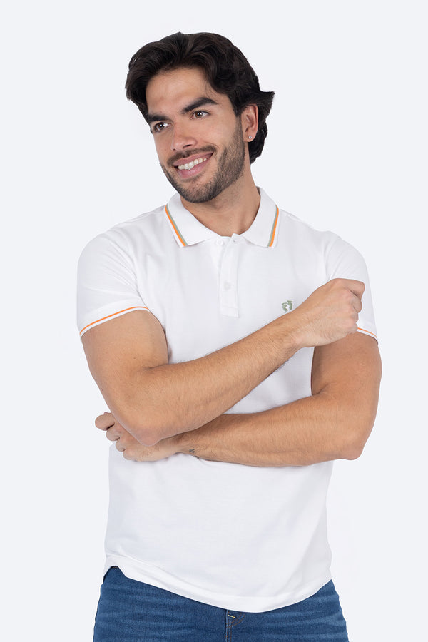 Polo piqué filos blanca hombre - Hang Ten
