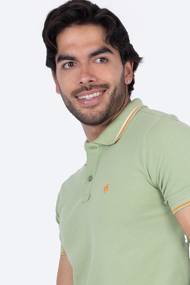 Polo piqué filos verde medio - Hang Ten