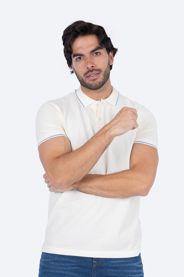 Polo piqué filos beige claro - Hang Ten