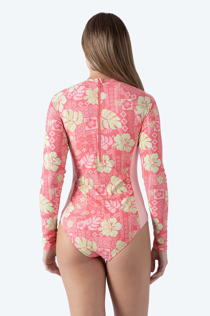 Traje de baño completo rosa diseño de hojas  - Hang Ten