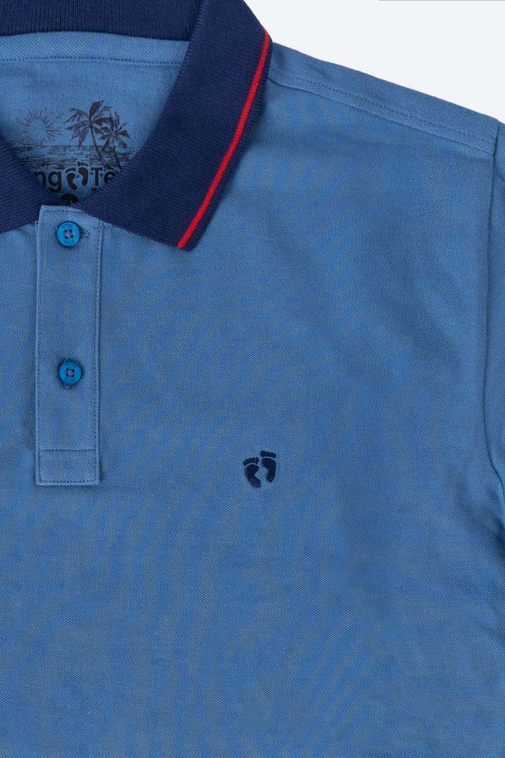 Polo piqué filos azul - Hang Ten 