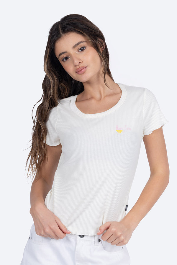 Playera beige con textura rayada - Hang Ten