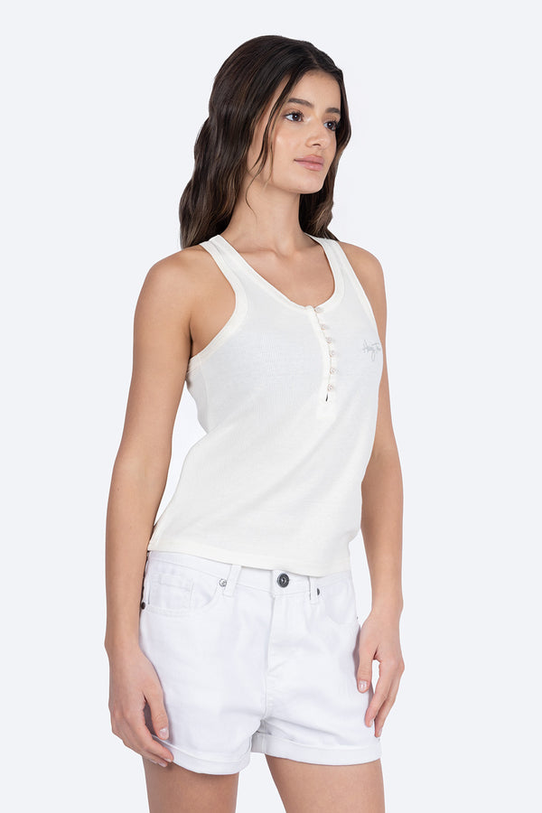 Tank top beige con botones - Hang Ten