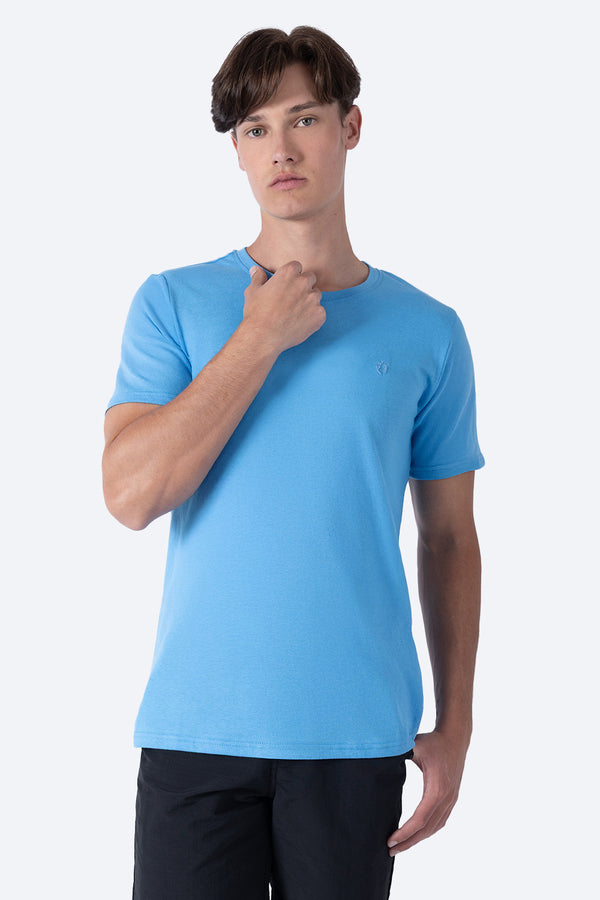 Playera básica cuello redondo azul medio - Hang Ten 