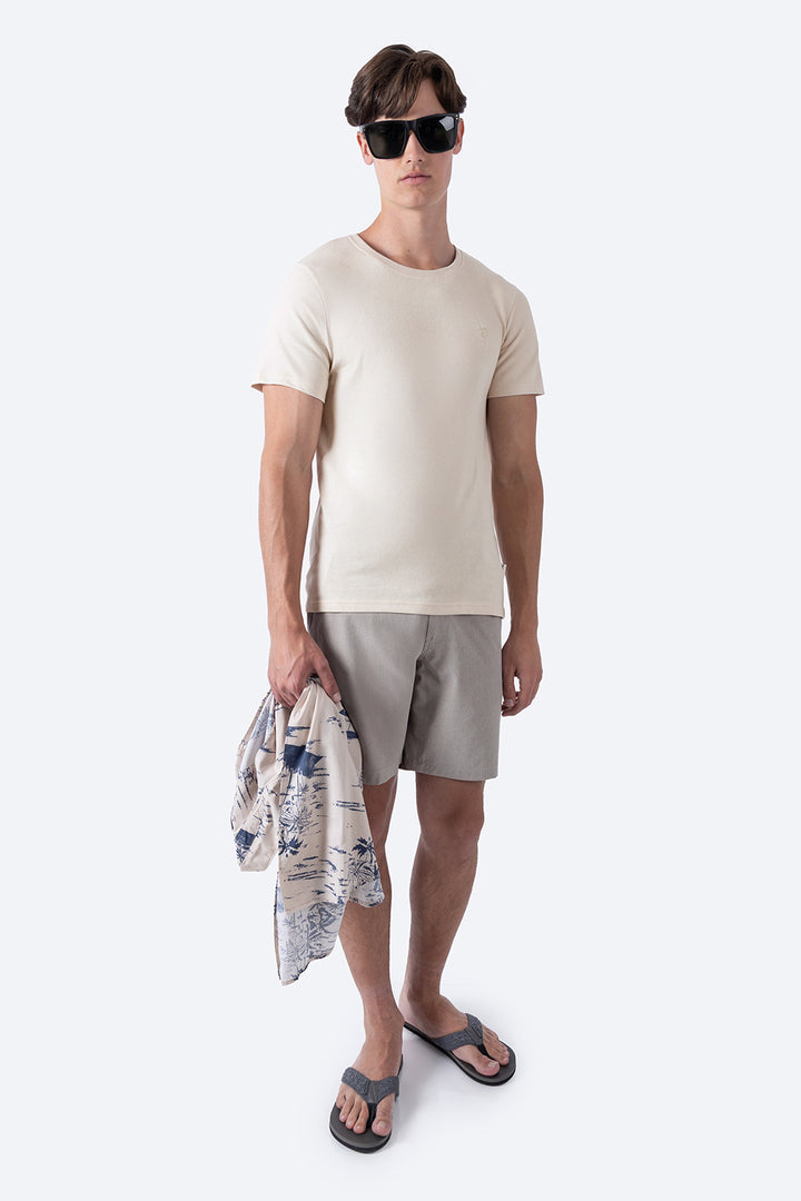 Playera básica cuello redondo beige - Hang Ten 
