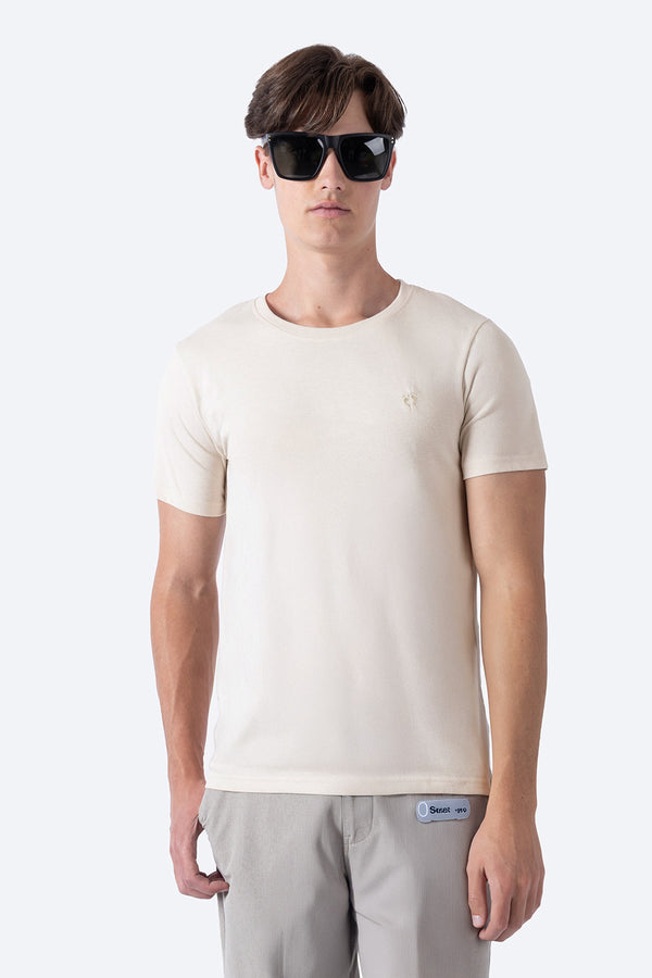 Playera básica cuello redondo beige - Hang Ten 