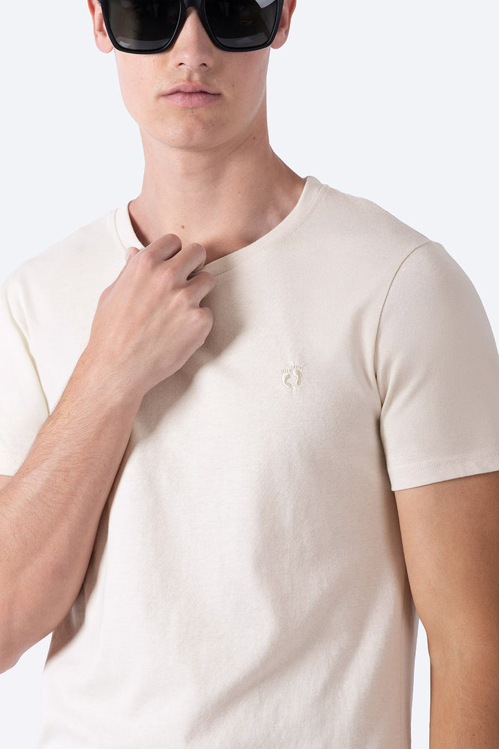 Playera básica cuello redondo beige - Hang Ten 