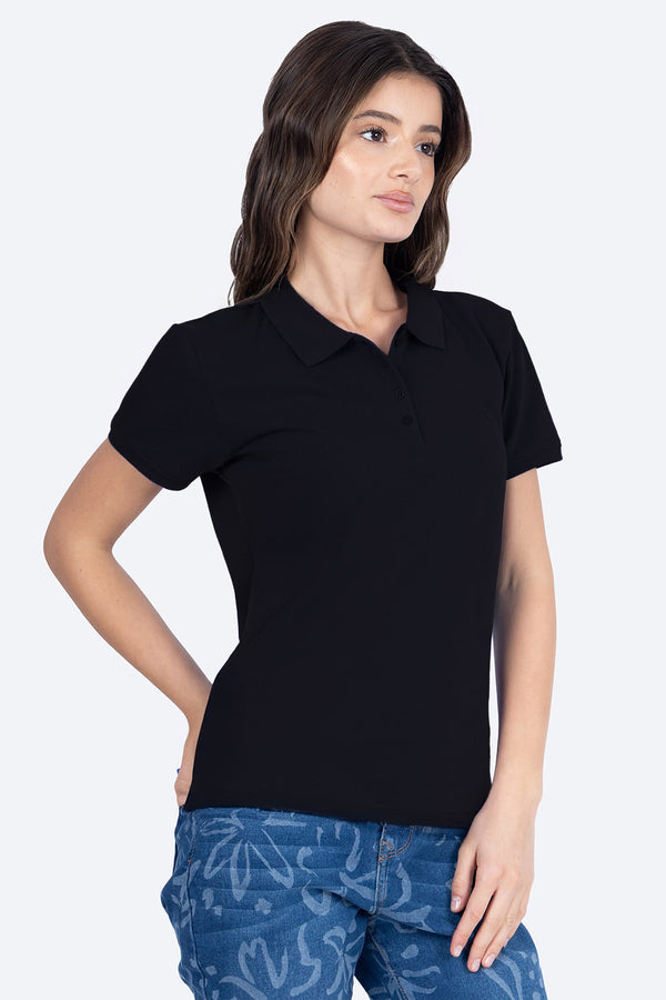 Polo piqué negra - Hang Ten