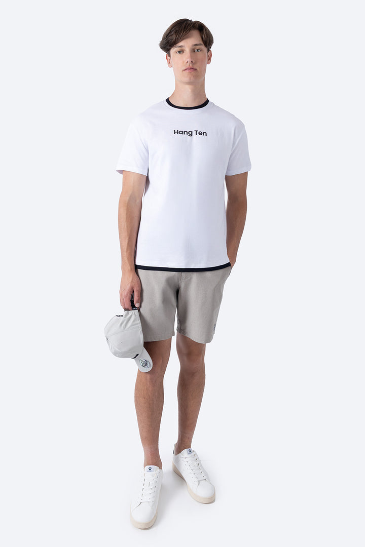 Playera blanca bies a contraste negro - Hang Ten 