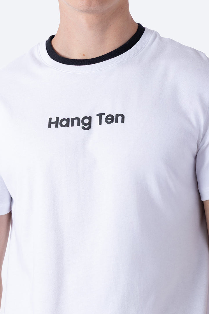 Playera blanca bies a contraste negro - Hang Ten 