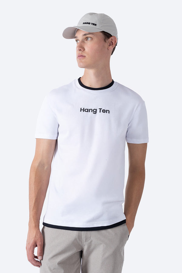 Playera blanca bies a contraste negro - Hang Ten 