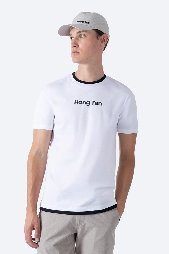Playera blanca bies a contraste negro - Hang Ten 