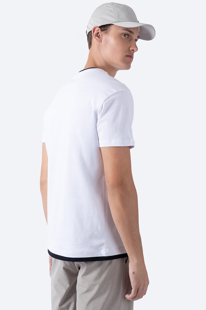 Playera blanca bies a contraste negro - Hang Ten 