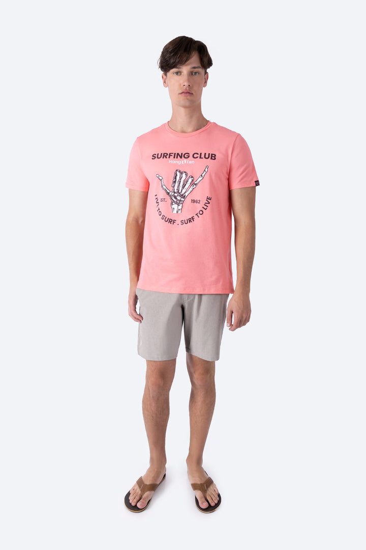 T-shirt rosa claro "Surfing club" - Hang Ten 