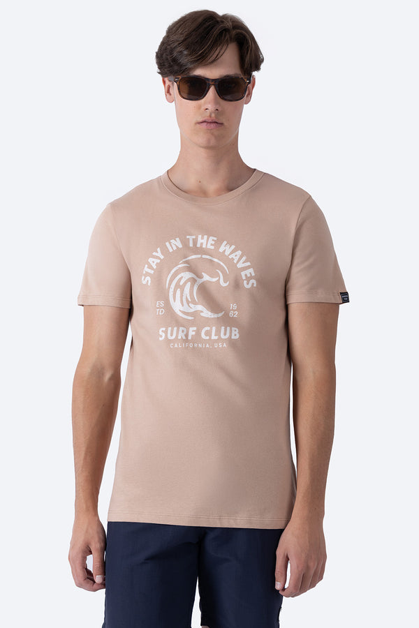 T-shirt cefé claro "Stay in the waves" - Hang Ten 