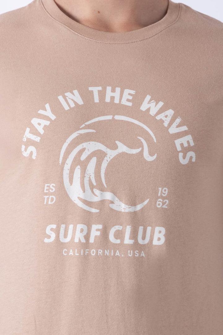 T-shirt cefé claro "Stay in the waves" - Hang Ten 