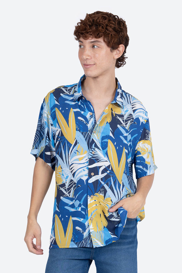 Camisa manga corta con diseño hojas - Hang Ten