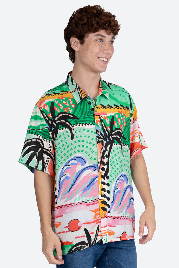 Camisa manga corta con diseño multicolor - Hang Ten