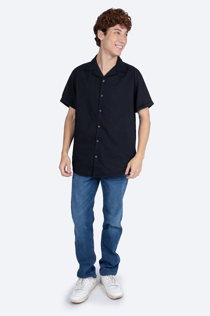 Camisa negra  manga corta  - Hang Ten