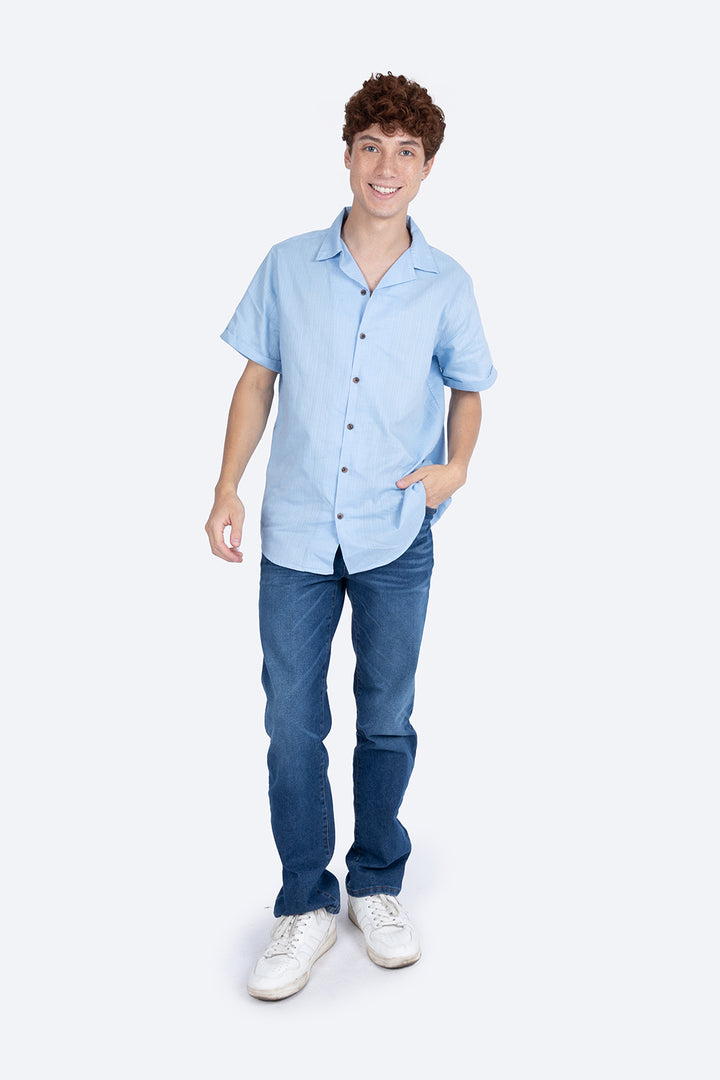 Camisa azul claro  manga corta  - Hang Ten
