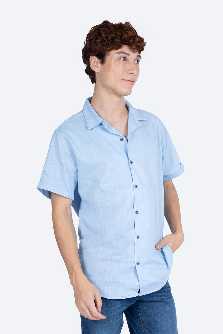 Camisa azul claro  manga corta  - Hang Ten