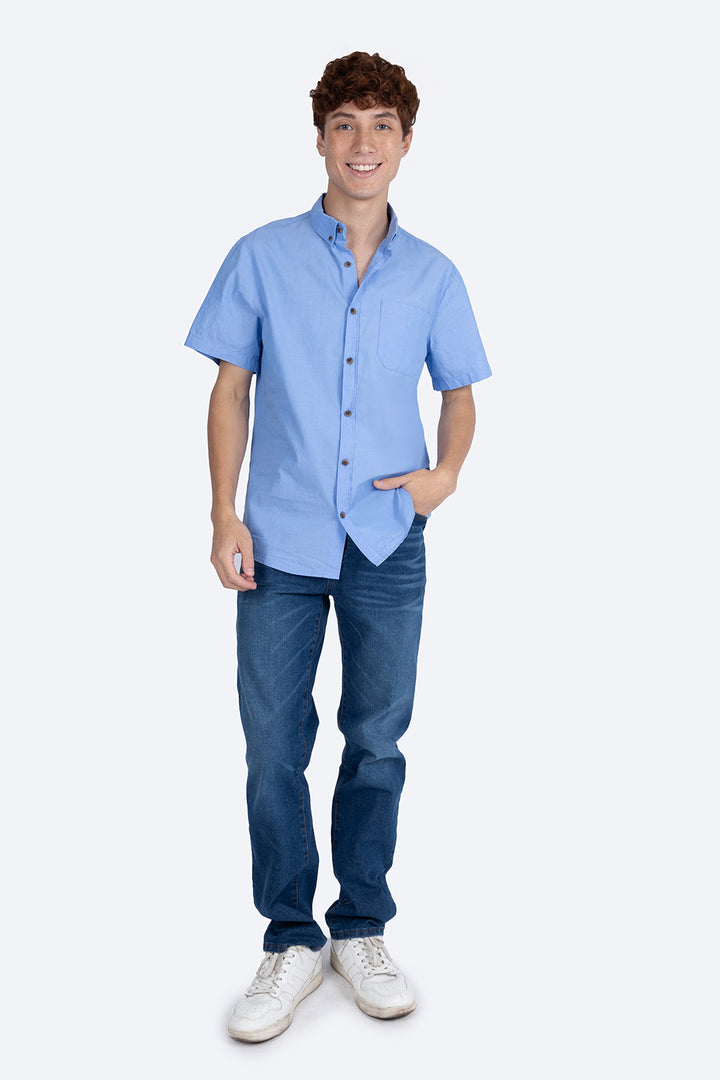 Camisa azul claro  manga corta  - Hang Ten
