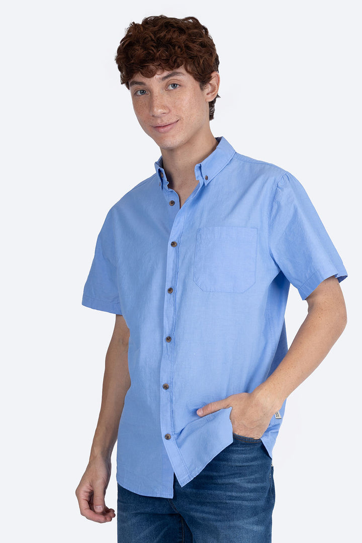 Camisa azul claro  manga corta  - Hang Ten