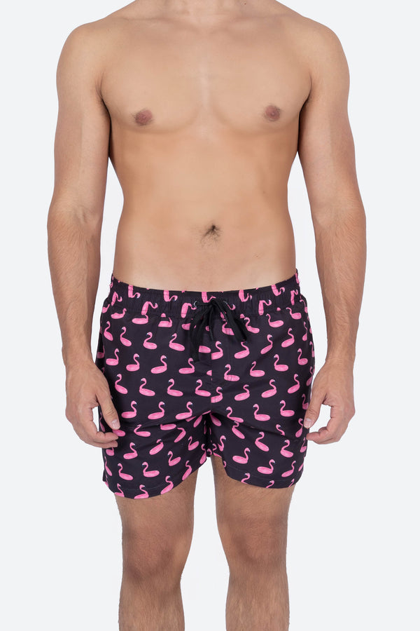 Traje de baño negro estampado de flamingo - Hang Ten