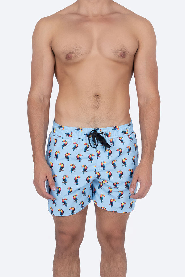 Traje de baño azul estampado de tucanes - Hang Ten