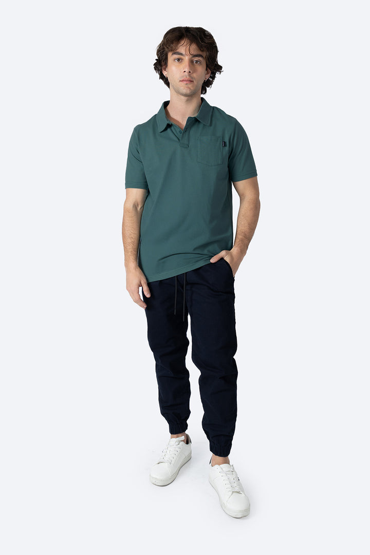 Polo pique básica verde con bolsa  - Hang Ten