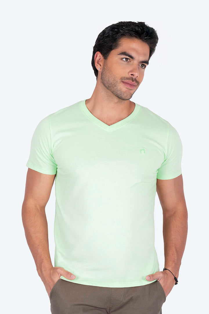 Playera básica verde manga corta cuello V - Hang Ten 