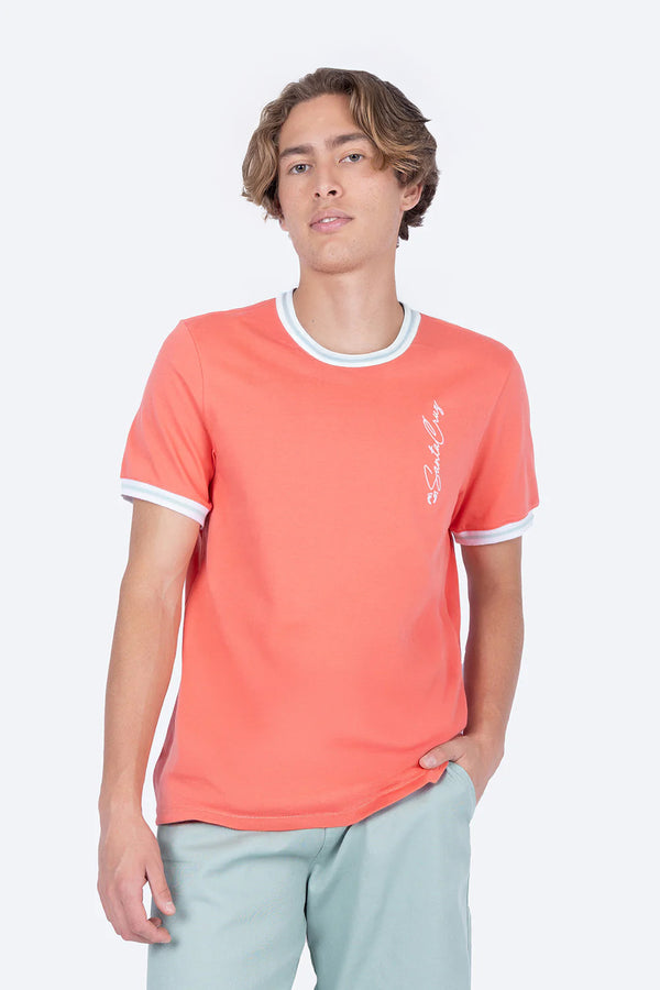 Playera coral bies a contraste blanco - Hang Ten 