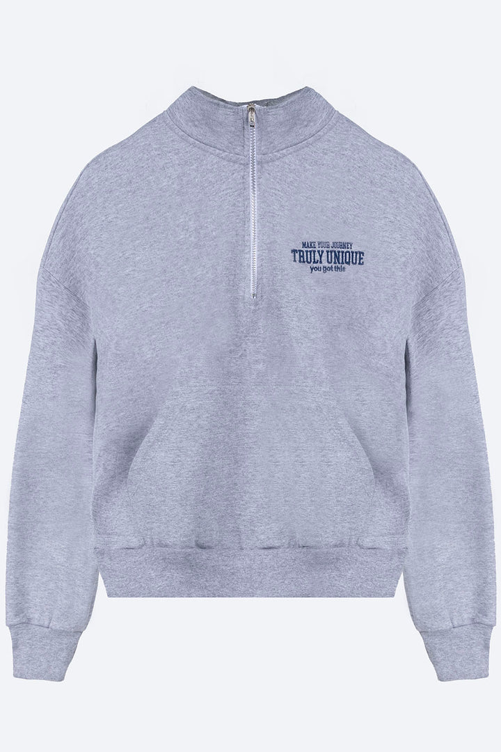 Sudadera gris con medio cierre - Hang Ten